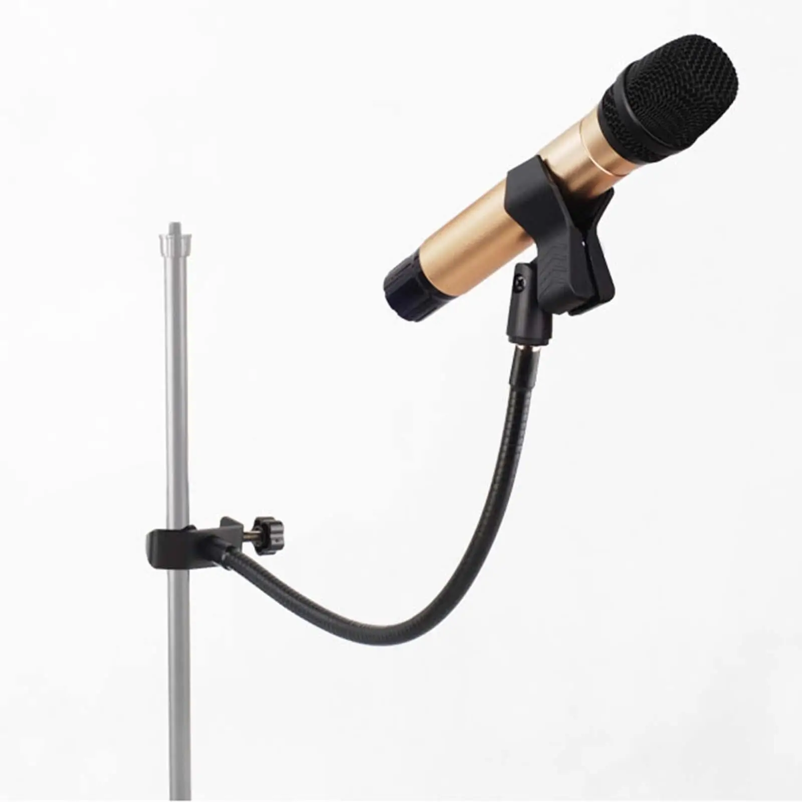 Iron Tabletop Mic Holder with Heavy Duty Desk Clamp Microphone Flexible Tube Clips