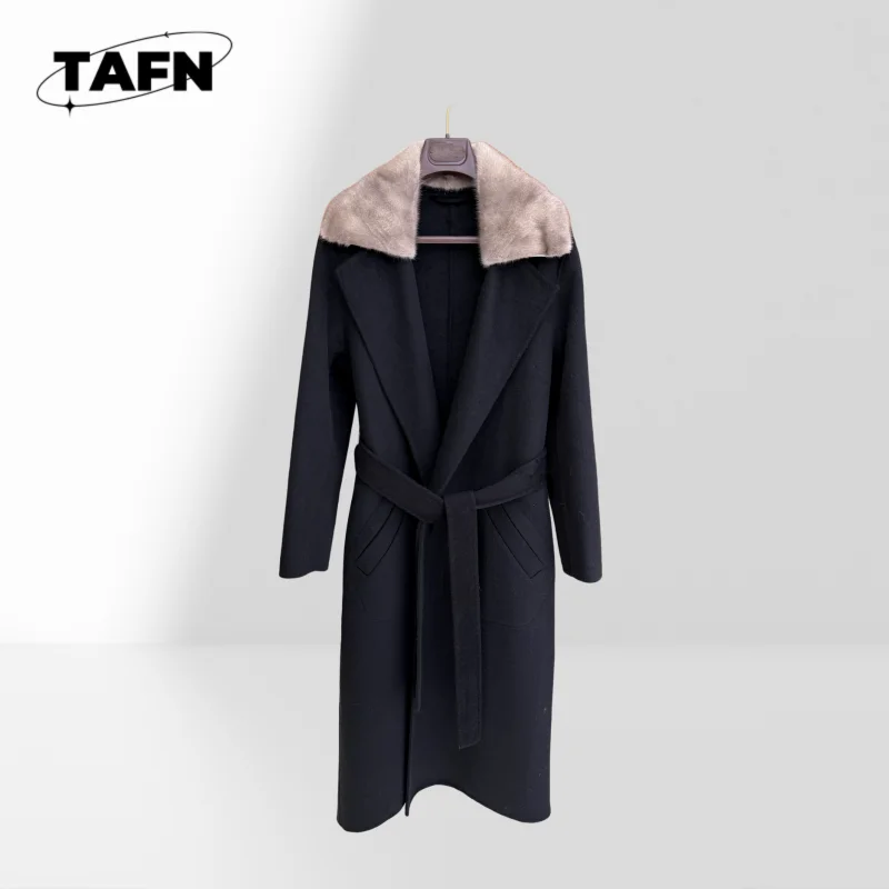 

Мягкая и легкая ветровка для осени. Ветрозащитный плащ с классическим силуэтом пальто с поясом AJ1522