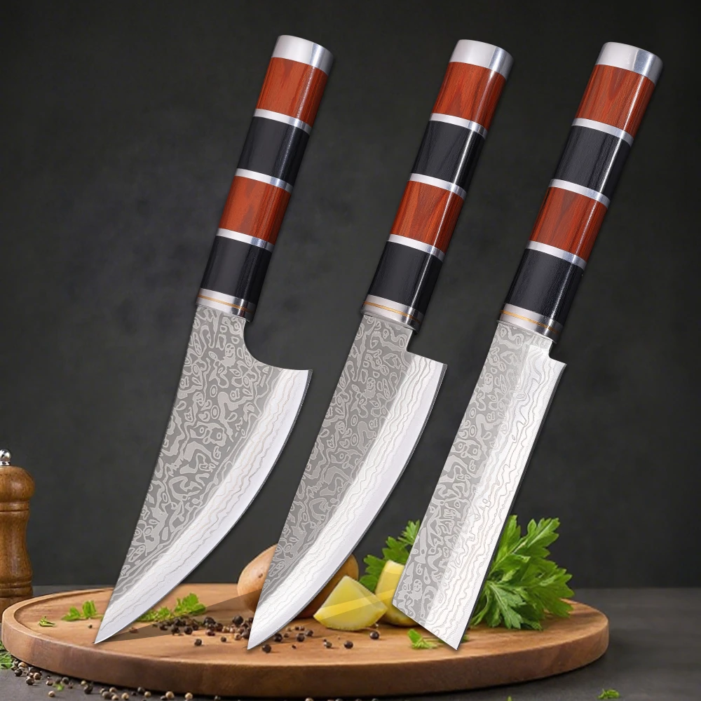 

Универсальный нож Jaswehome с деревянной ручкой, нержавеющая сталь, лазерный узор, уличный монгольский нож для мяса с кобурой, кухонный нож
