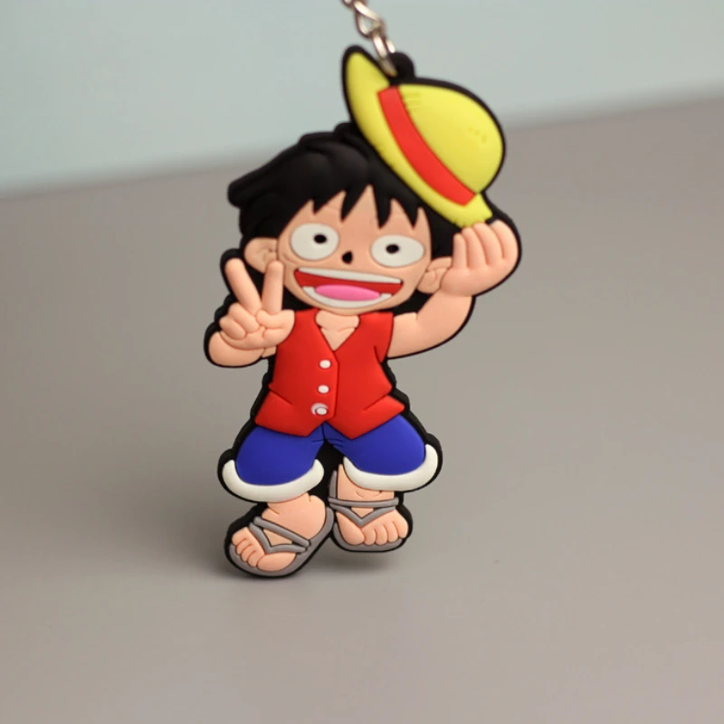 one piece Luffy double-sided soft rubber keychain bag pendant anime doll keychain boy car children's birthdaygift halloween