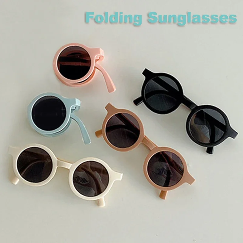 

Foldable Kids Sunglasses Girls Boy Children Sun Glasses Round Street Beat Eyeglasses Cute Baby Shades Eyewears UV Protection