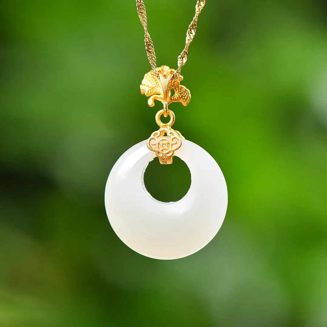 

S925 Silver and Hetian Jade White Enamel Pendant