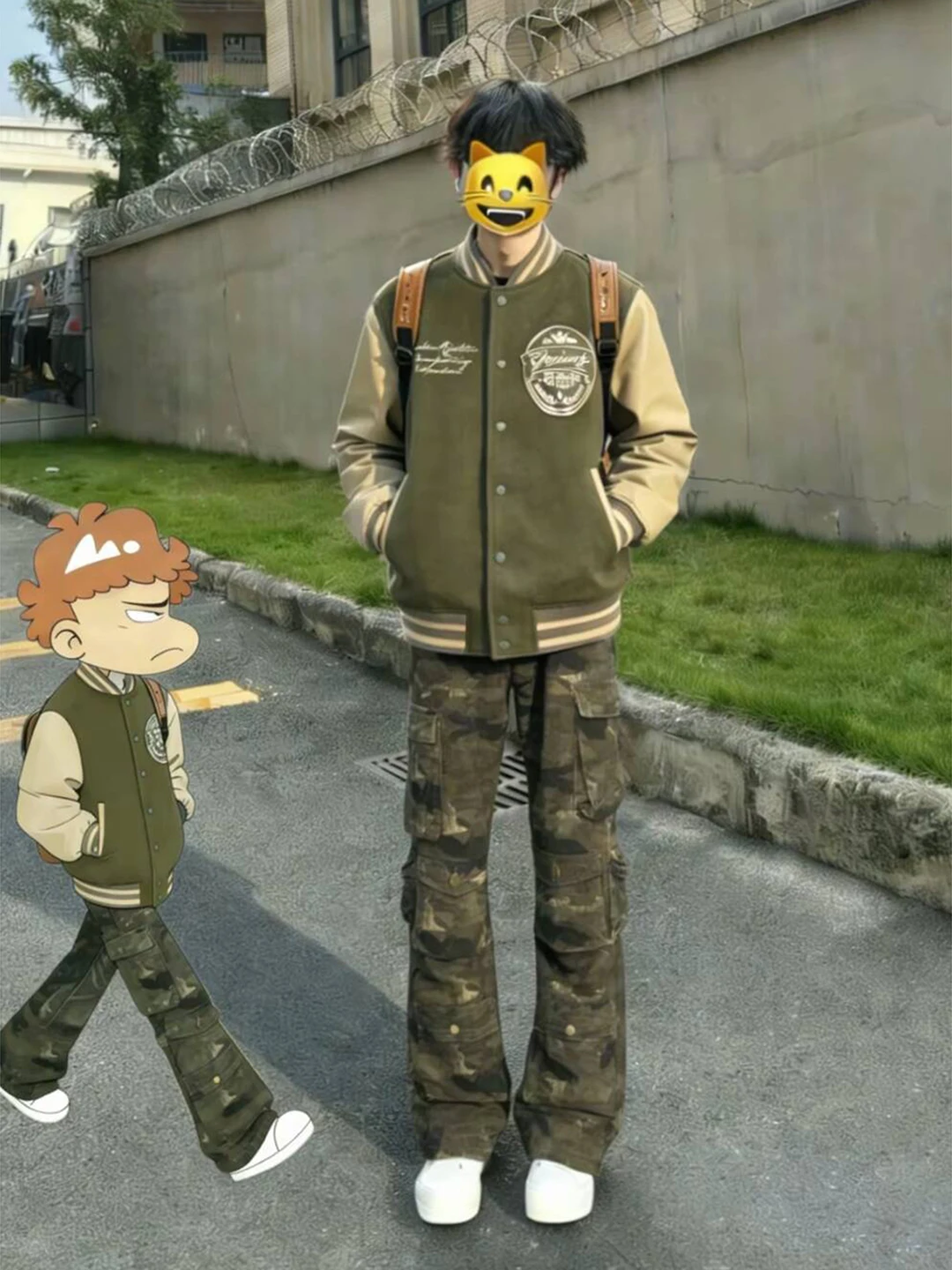 

Cleanfit Camouflage Work Pants Men's Winter Fleece Lined Straight Leg Micro Flare Denim American High Street Vibe Trousers