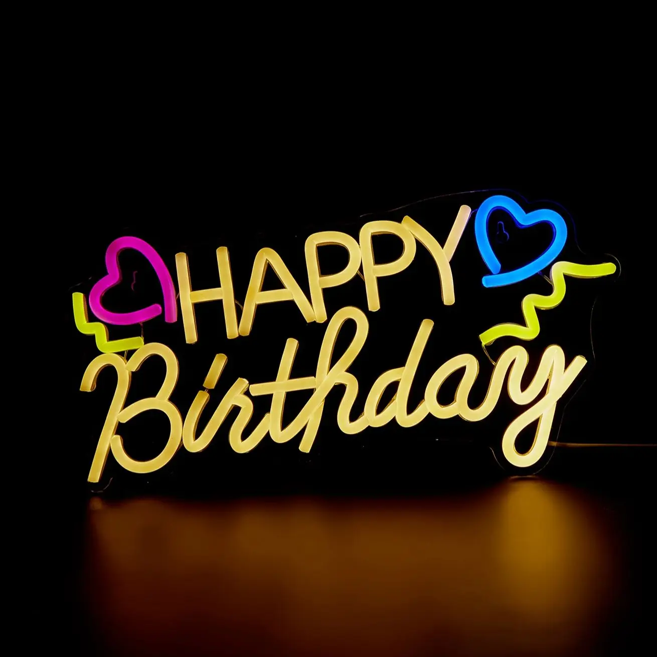 Chi-buy LED Neon Buon Compleanno Insegne al neon alimentate tramite USB Decorazione Lampada Insegne Regalo di compleanno Arte della parete per camera da letto Bar Negozio