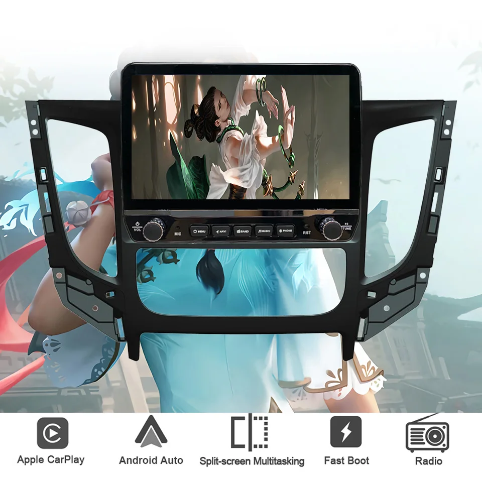 8Core 8G+128G Carplay Auto Car Radio Audio Stereo For Mitsubishi Triton L200 2015 - 2019 GPS Navi DVD Cassette 4G Lte Head Unit