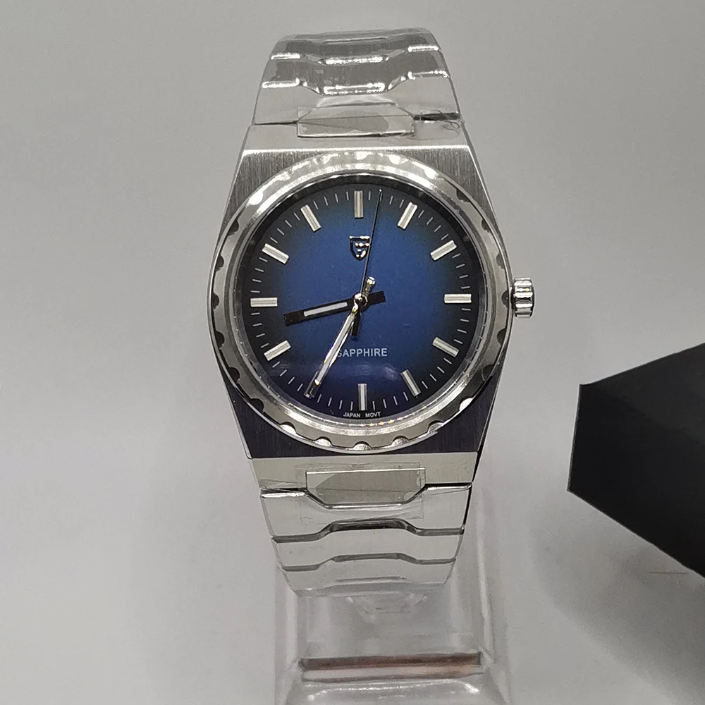 

PAGANI DESIGN 222 мужские кварцевые часы VJ21 с сапфировым стеклом из нержавеющей стали, водонепроницаемые, 10 бар, тонкие, 7 мм, светящиеся C3, reloj hombre V2