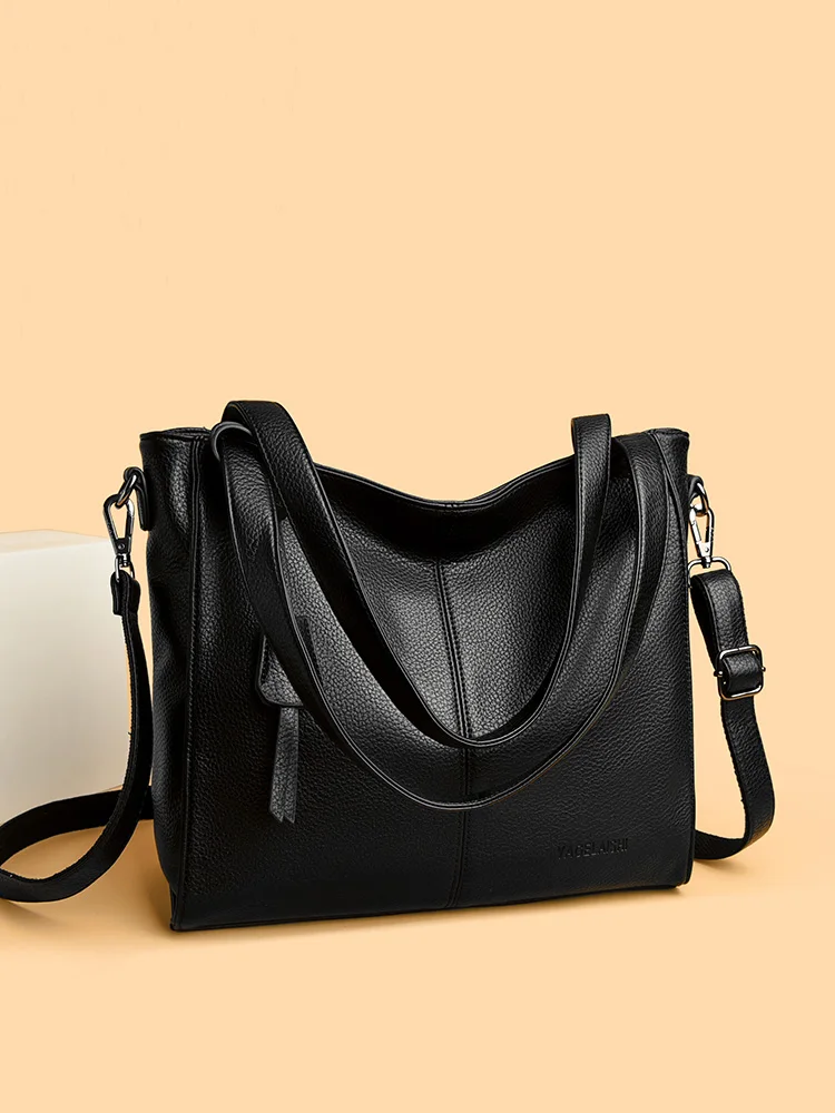 

Faionable большая сумка через плечо из мягкой воловьей кожи для женщин, повседневная шикарная сумка со съемным ремешком, многофункциональная сумка