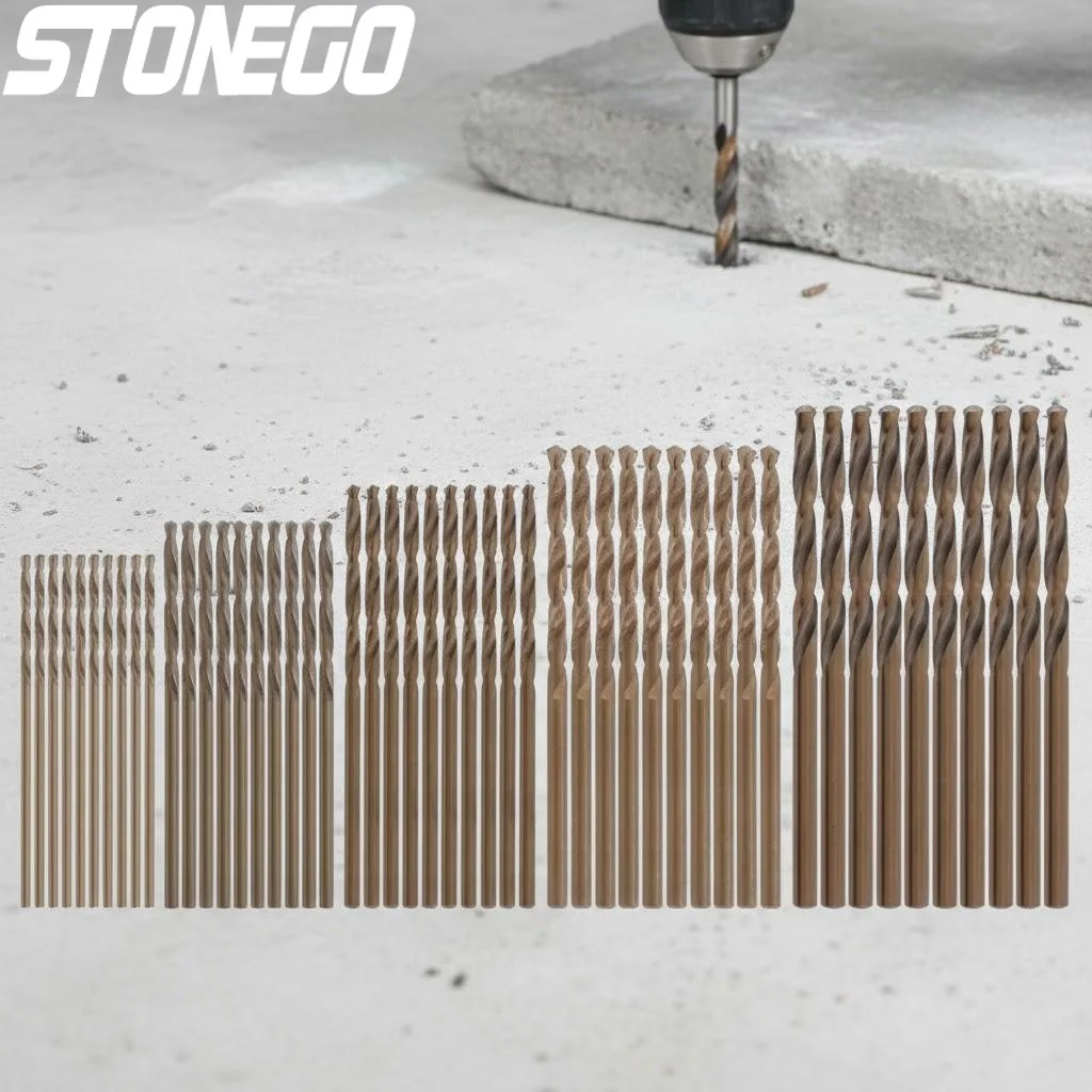 

50pcs M35 Cobalt Steel Twist Drill Bits Set HSS High Speed Steel Straight Shank Extremely Heat Resistant Twist Drill Bits