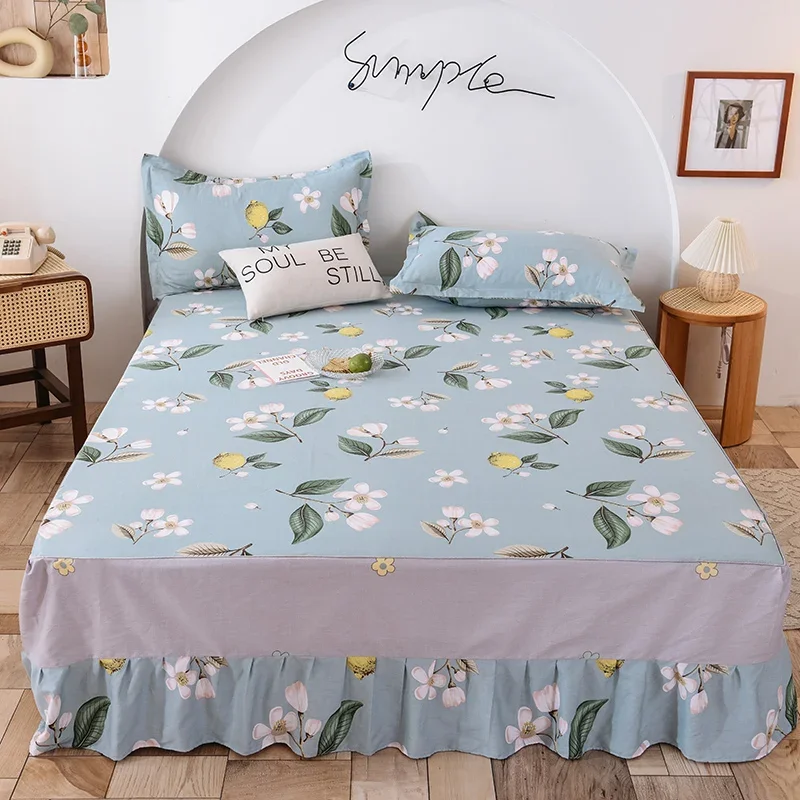 

100% cottor Bed Skirt,Pillow case No filler,Skin friendly and breathable Bedspread Mattress Cover For Bedroom Home Bedding