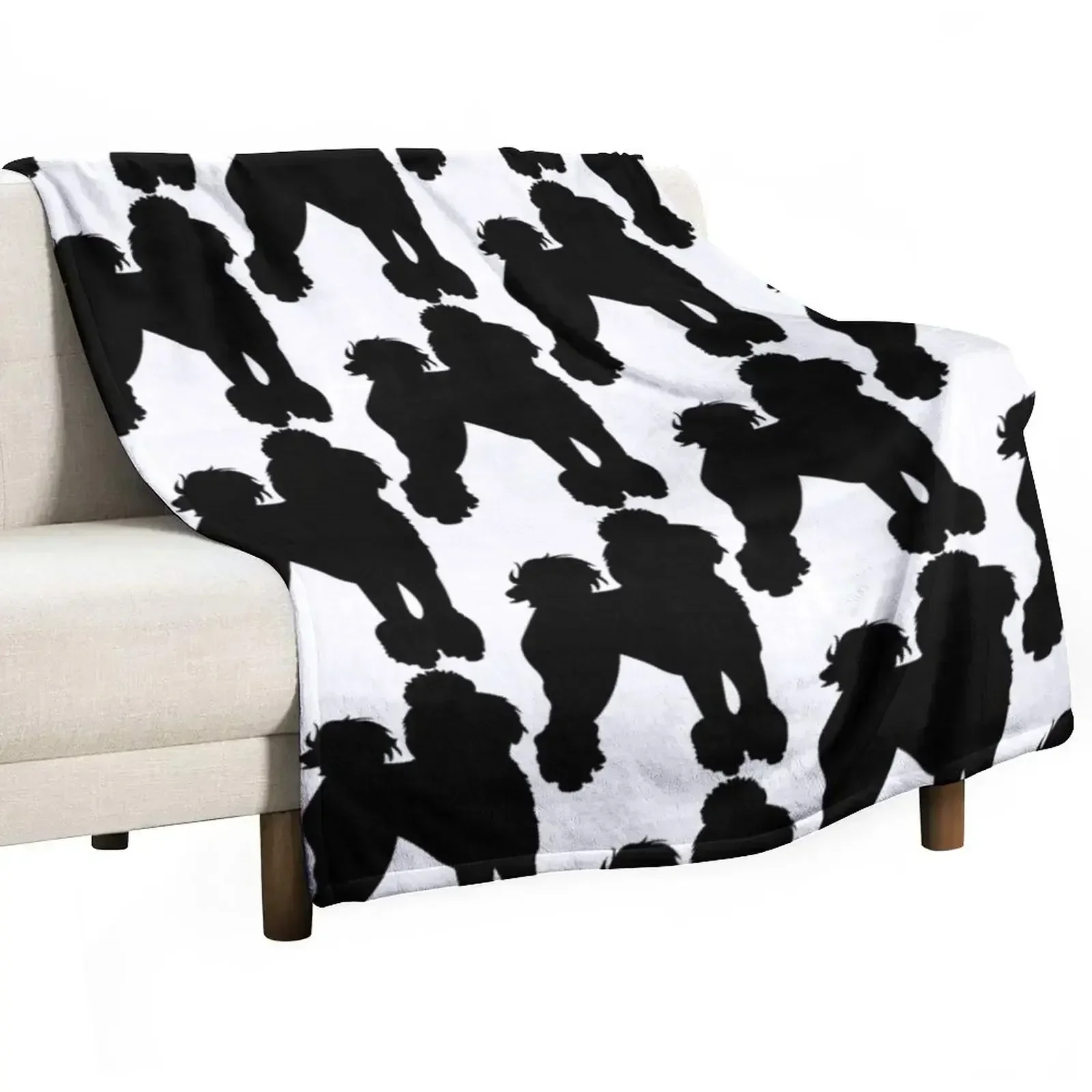 

Black Poodle Throw Blanket Picnic Flannel Luxury Designer Flannel Fabric Blankets