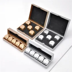 Upscale Pure Silver Gold Color Aluminium Alloy Dices with Exquisite Box Dominoes Game Camping Poker KTV Bar Party Props Dice Set