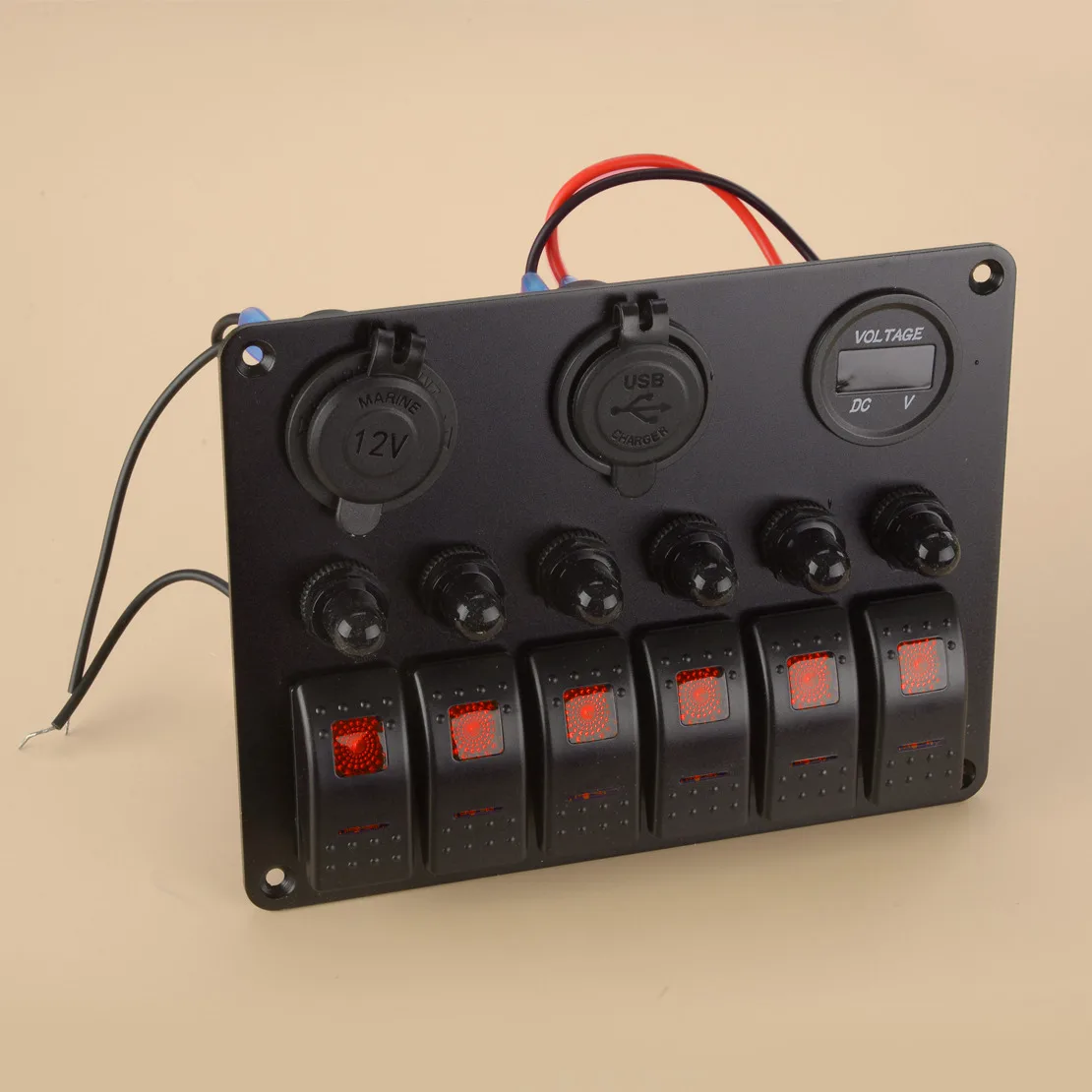 6-gang-combination-on-off-rocker-switch-usb-charger-panel-red-led-circuit-breaker-voltmeter-fit-for-car-truck-marine-boat