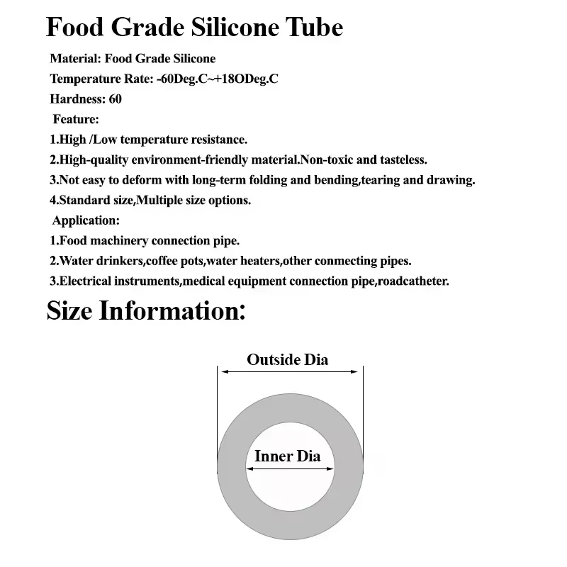 1~10m Food Grade Silicone Rubber Hose White ID 0.5 1 2 3 4 5 6 7 8 9 10 12 14 16 18 20 25 mm Flexible Nontoxic Silicone Tube