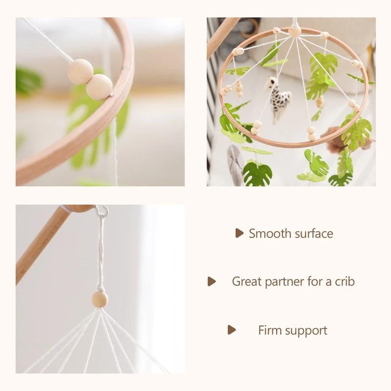 Culla mobile bambino letto in legno campana sonaglio giocattolo 0-12 mesi cartone animato feltro foresta animale letto campana appesa staffa in legno sonaglio mobile giocattolo