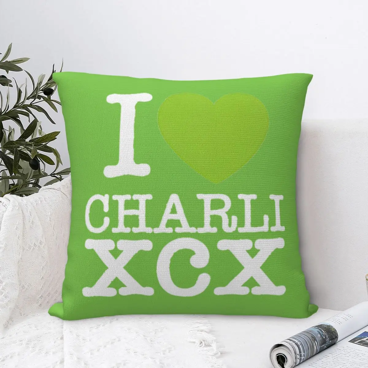 I Love Charli XCX Pillow Case Hyperpop Brat Album Cushion Cover Custom Zipper Decorative Pillowcase for Living Room 45x45cm