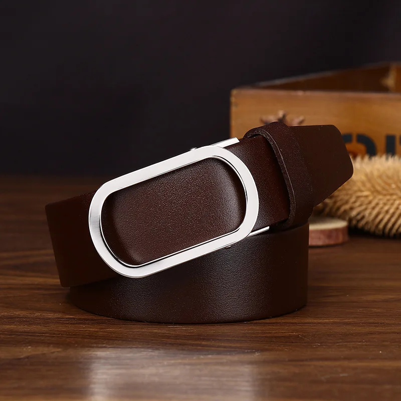 ビジネス通勤用高級ステンレス製自動バックルベルト-メンズシンプル軽量高級パンツベルト