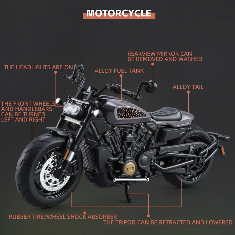 1:12 Harley Davidson Sporter S Alloy Diecast Motorcycle Model
