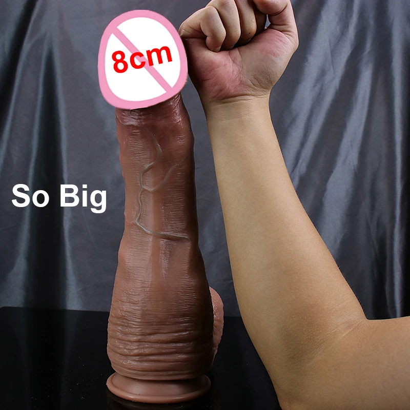 8cm Diam Big Glans Super Huge Dildo Soft Silicone Long Penis Powerful Suction Cup Anal Plug Sex Toys For Woman Vagina Large Dick