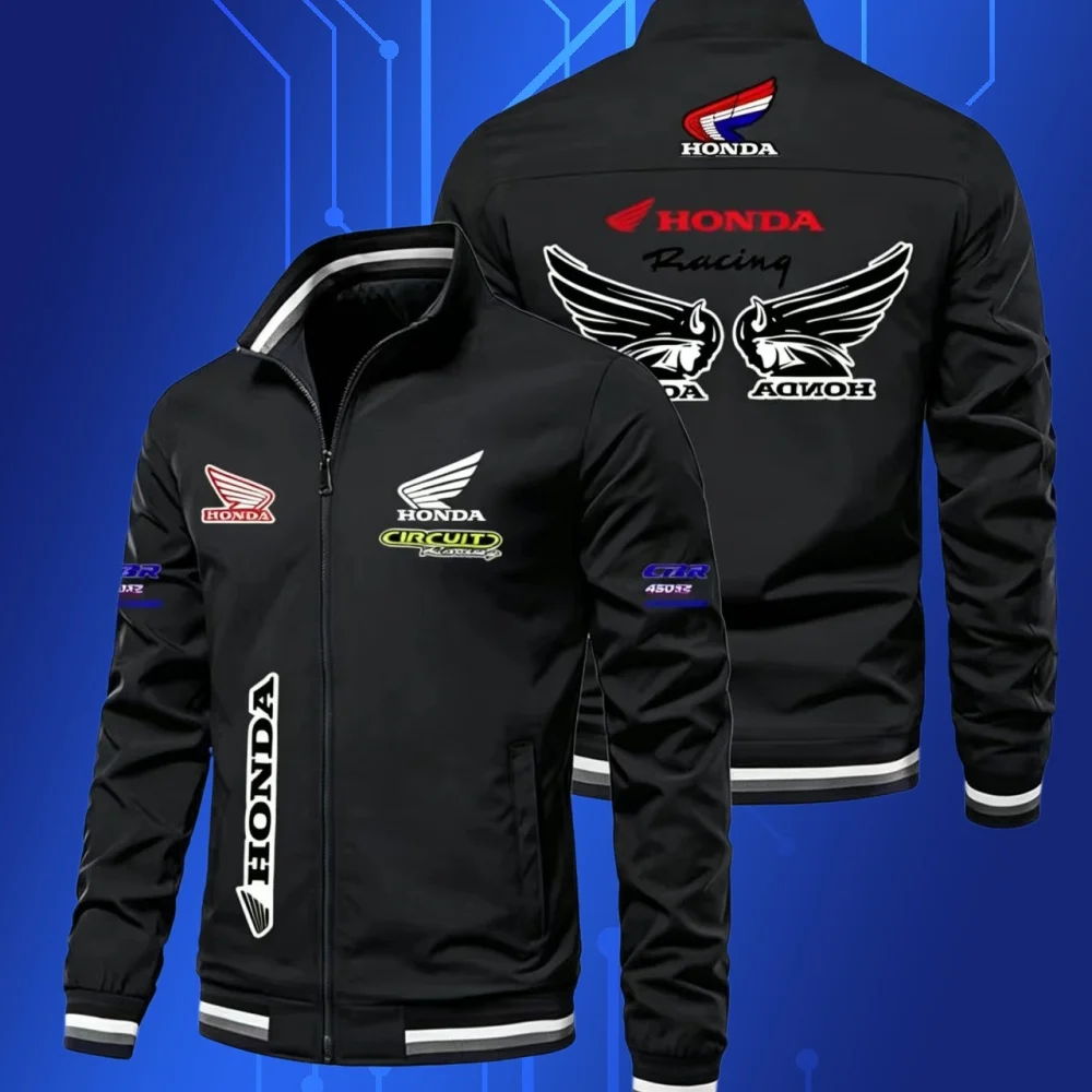 

Honda Racing HRC Print Bomber Jacket Men, Casual Stand Collar Zip-Up Windbreaker, Outdoor Motorcycle Sports Coat, Army Green St