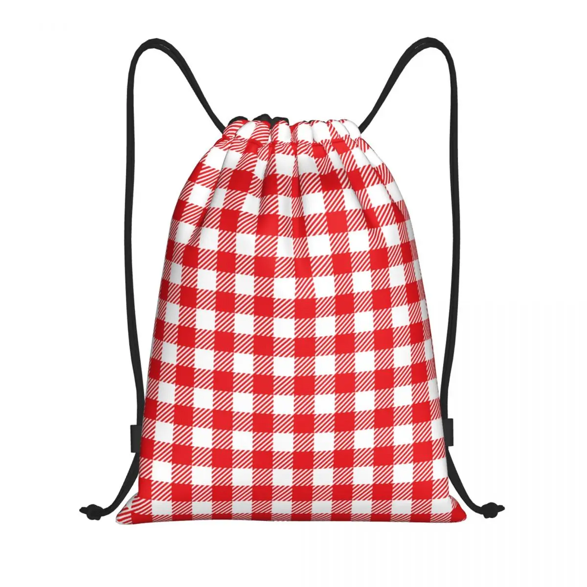 

Checkered Plaid Fabric Pattern Drawstring Bag Women Men Foldable Sports Gym Sackpack Shopping Storage Backpacks