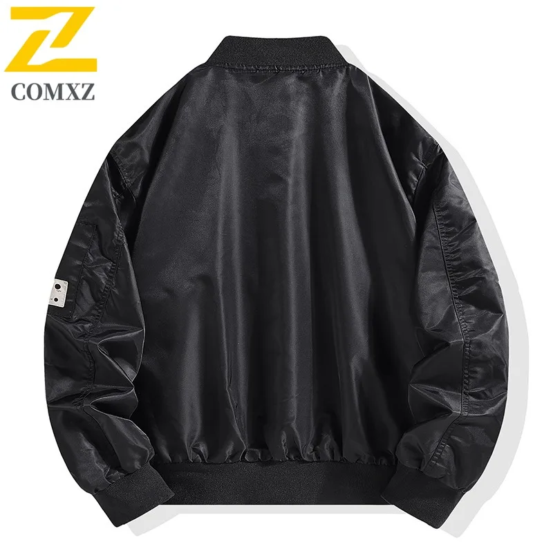 سترة رياضية كاجوال للطيار للرجال نمط ملابس العمل في الهواء الطلق بلون سادة تصميم بيسبول متعدد الاستخدامات معطف أنيق مقاوم للرياح يسمح بالتهوية #3