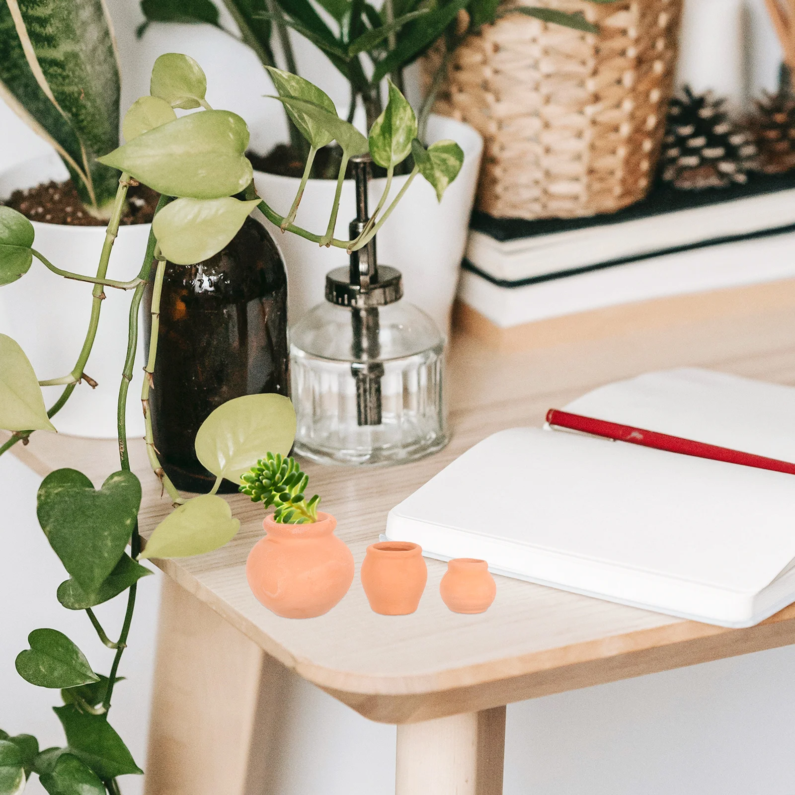 

6Pcs Succulent Flowerpots Ceramic Miniature Pots Small Desktop Plant Holders Decorative Home Office Garden Flower Containers