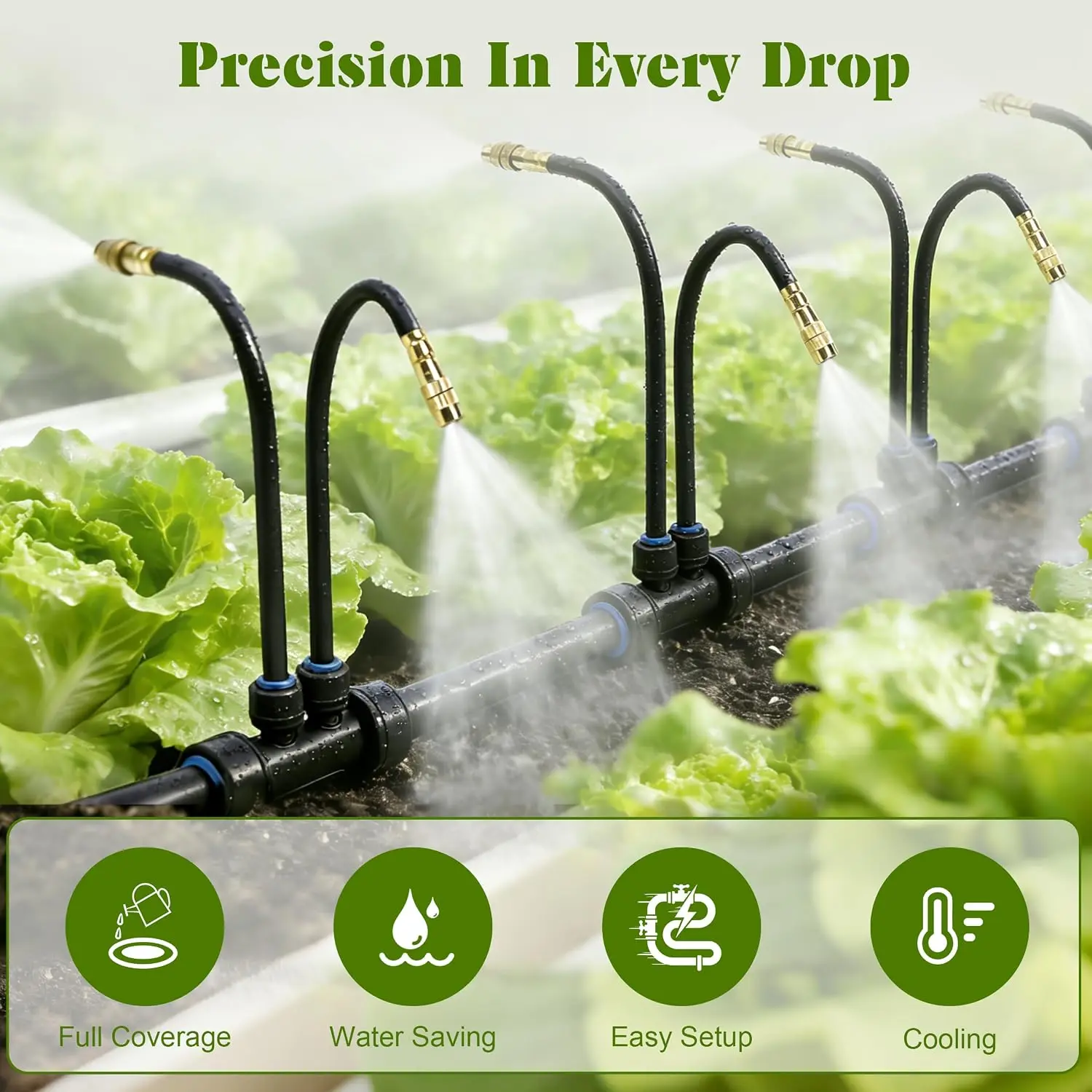 360° Copper Spray Nozzles, For Yard, Lawn, Greenhouse Drip Automatic Irrigation System for Garden, Watering Kit with Adjustable