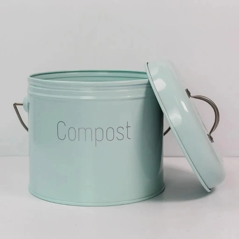 3L Compost Bin With Lid Farmhouse Compost Caddy Rust Proof Kitchen Food Waste Bucket