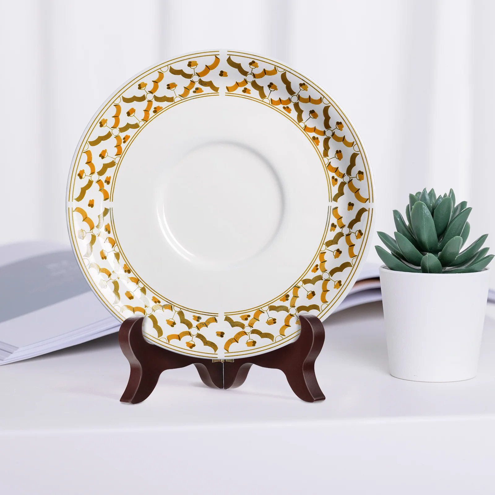 

Folding Wooden Plate Easel Display Stand for 5-10cm Plates Picture Frames Certificates Home Decor Birthday Wedding Display