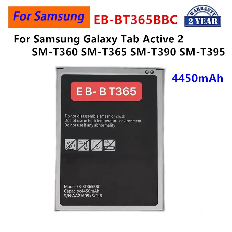 

EB-BT365BBC EB-BT365BBE 4450mAh Battery For Samsung Galaxy Tab Active 2 SM-T360 SM-T395N SM-T390 SM-T365F0 Phone Batteries