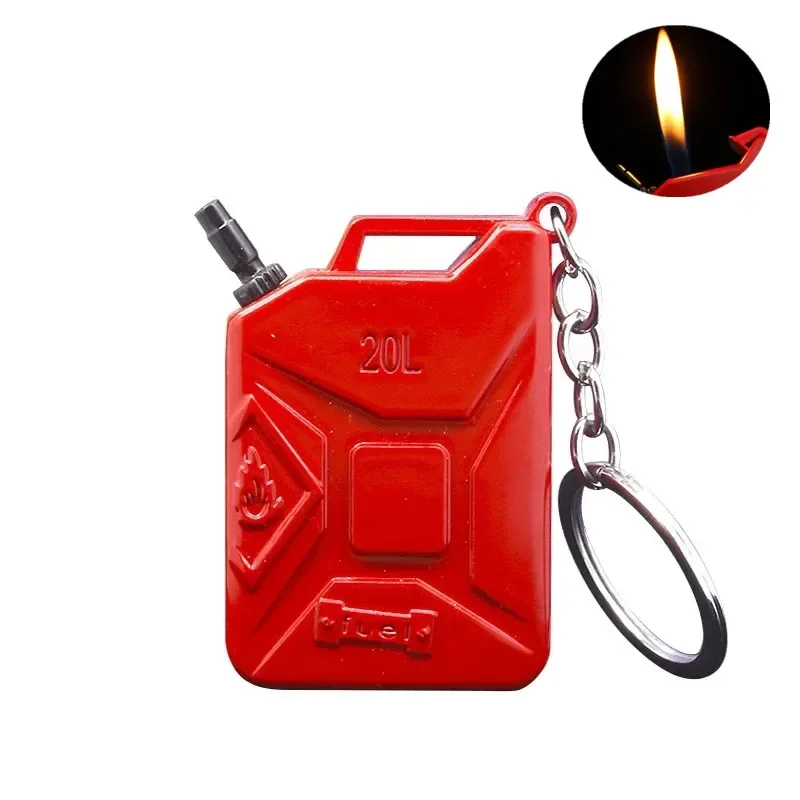 

New Keychain Inflatable Lighter Mini Oil Barrel Open Flame Butane Lighter Personalized Cigarette Accessories Small Tools（No Gas）