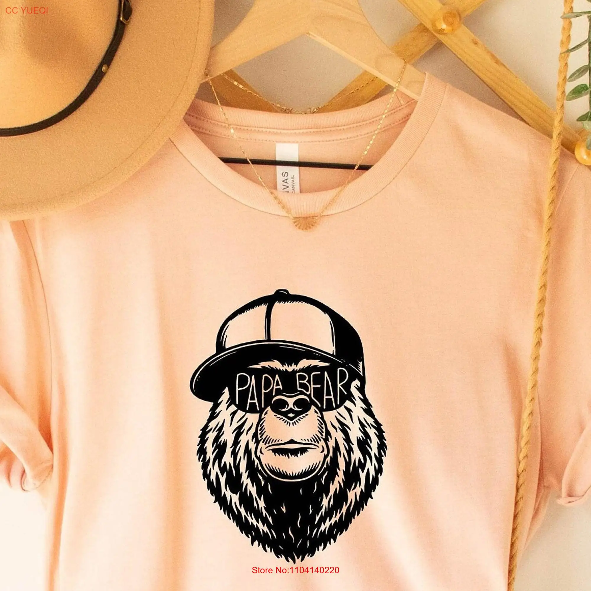 Papa Bear Sunglass and Hat T Shirt Dad Father's Day Husband Present Family Matching  long or short sleeves