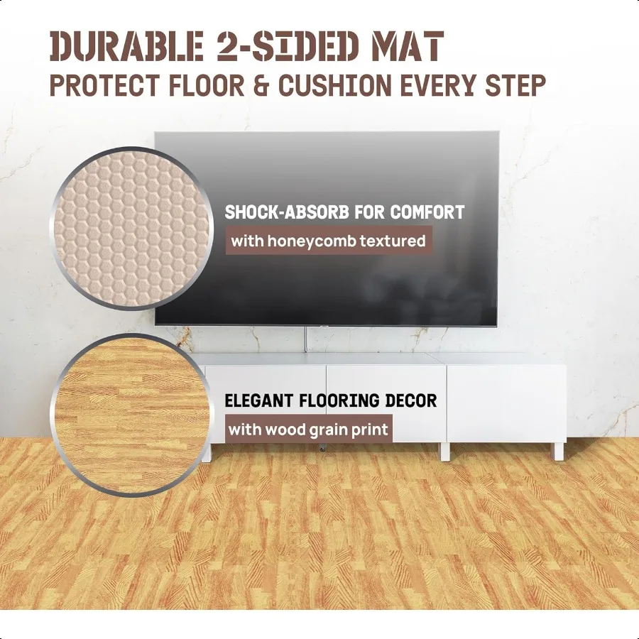 48SQ.FT الخشب الحبوب لغز بساط للتمرين الأرضيات الواقية إيفا المتشابكة بلاط الأرضيات الرغوية مع الحدود للمنزل #3