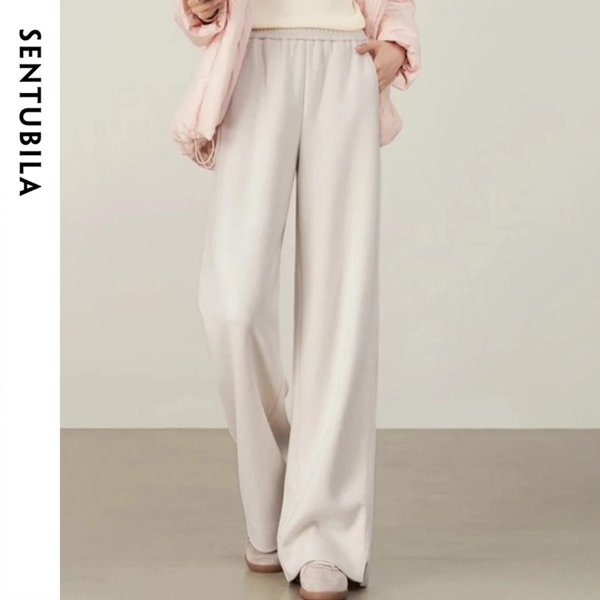 

SENTUBILA женские вязаные прямые брюки, осень 2022, эластичная талия грушевидной формы, утягивающие повседневные пригородные брюки 153K58813