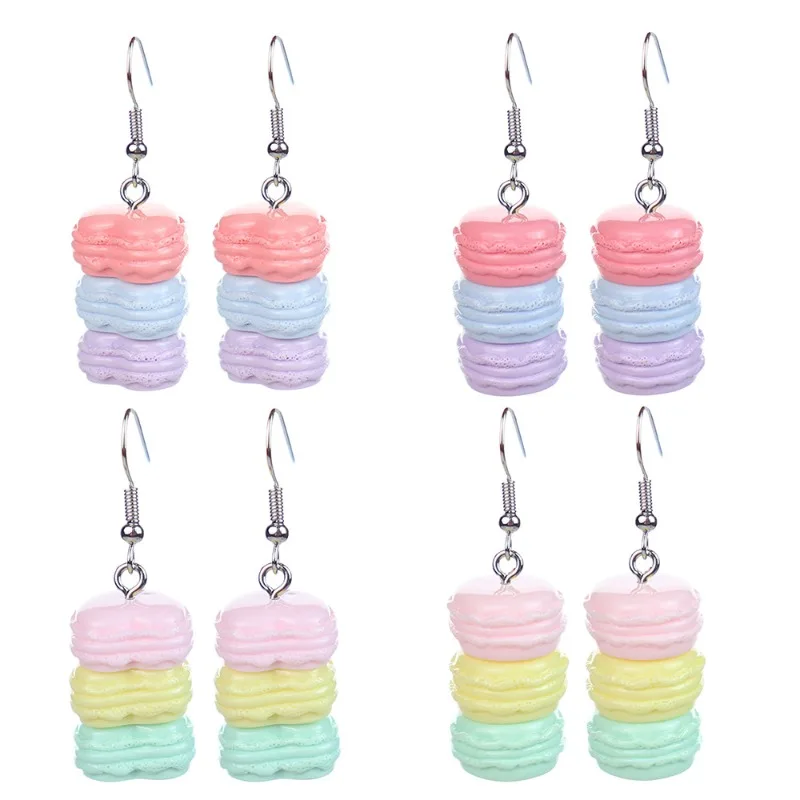 1pair Fun Simulation Stereo Macaron Love Burger Earrings Creative Girl Heart Hook Earrings Jewelry