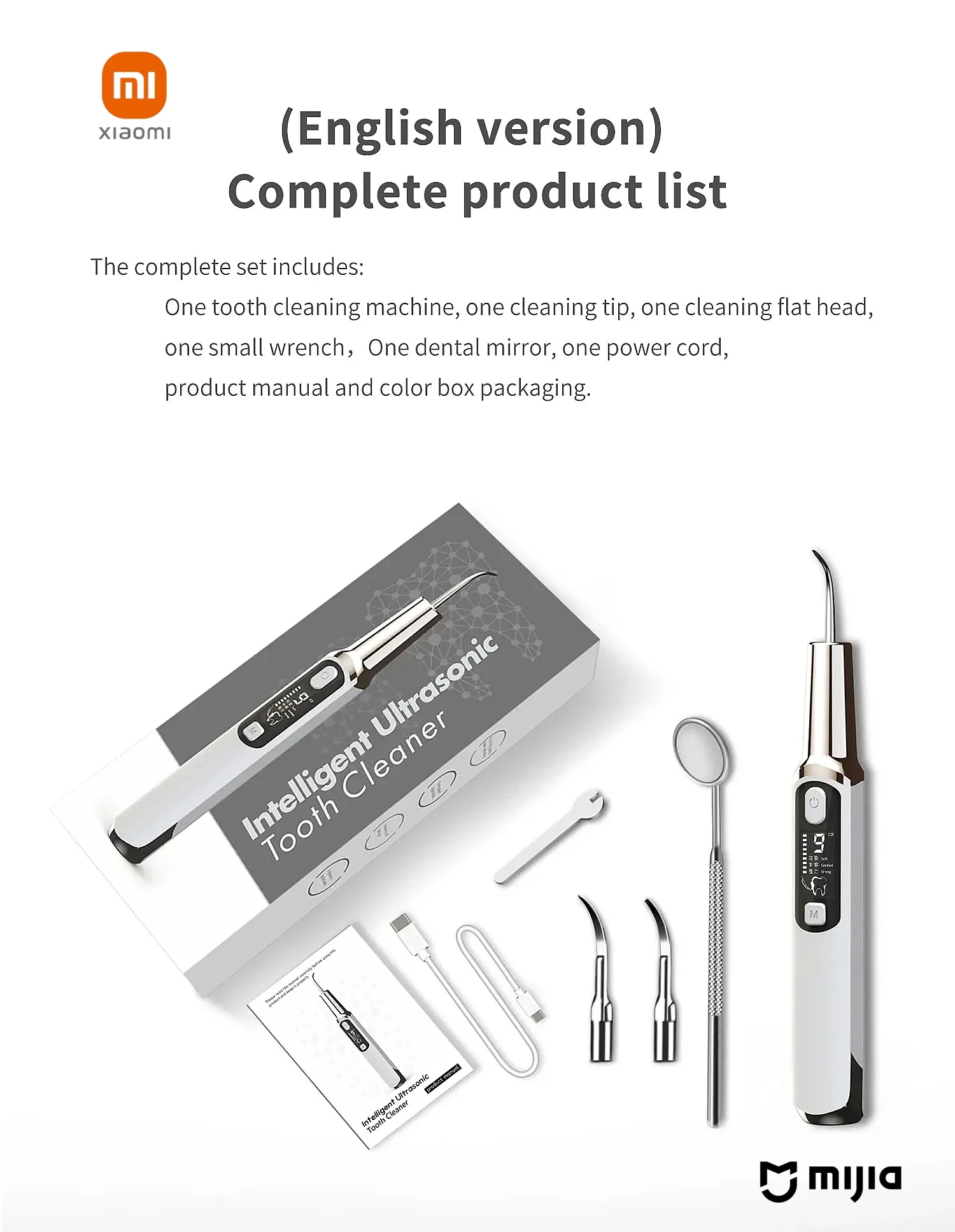 Xiaomi Electric Sonic Ultrasonic Dental Scaler Teeth Tartar Stain Tooth Calculu Remover Teeth Cleaner Dental Stone Removal