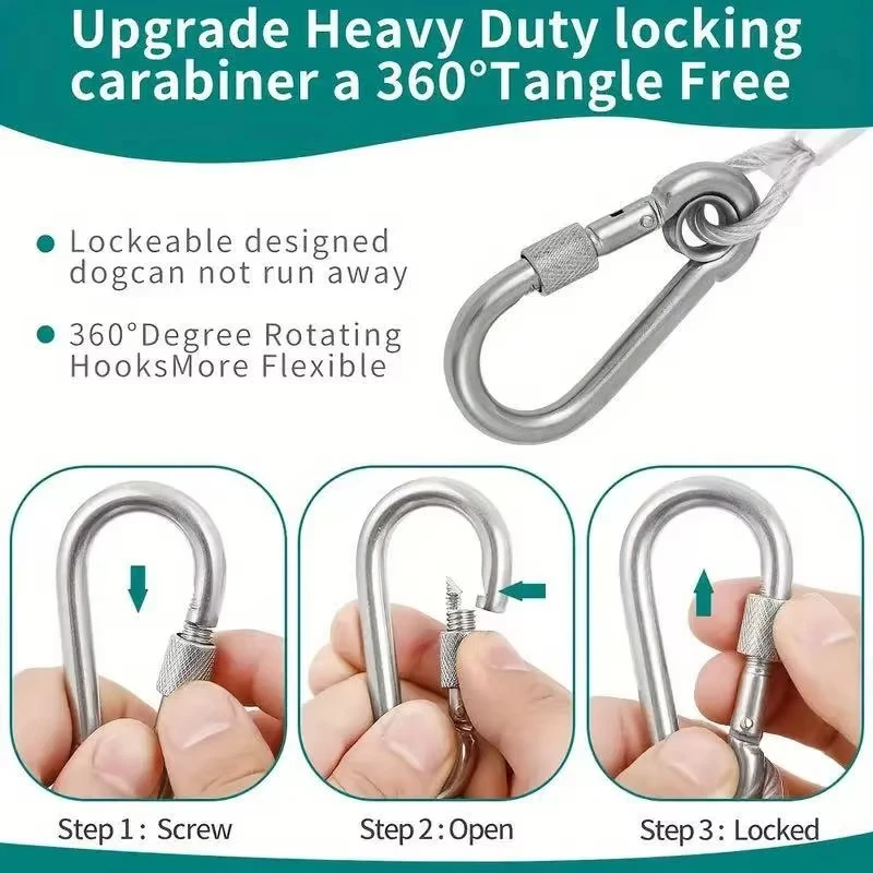 1pc 2/5/10meters Versatile Clothesline Stainless Steel Rope for Outdoor Camping Traction Ropes Thickened Dog Pet Leash - view 3