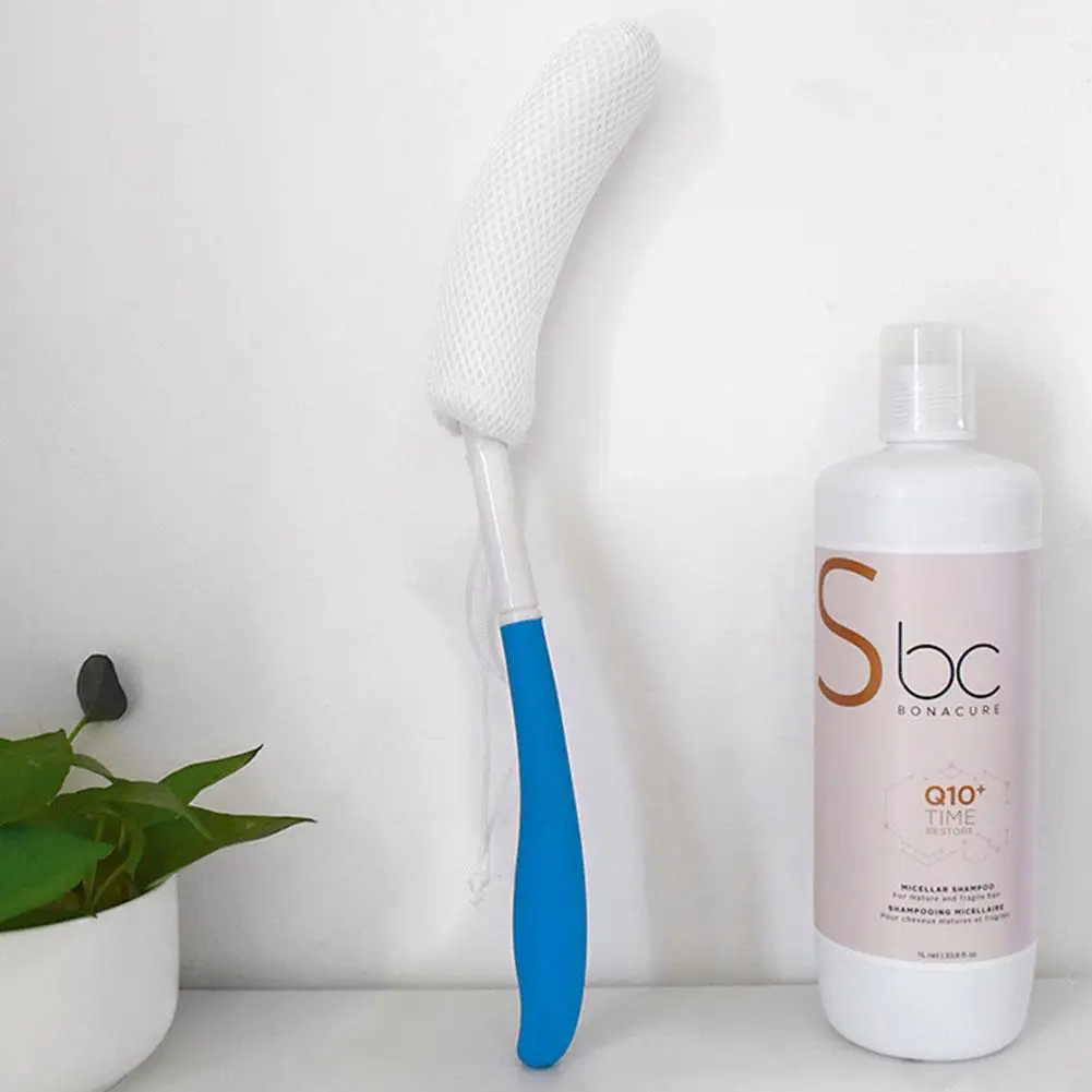 

Back Scrubber Brush for Fat People Elderly Bath Sponge Curved Handle Back Scrubber Shower Exfoliating Scrub Massager Brush