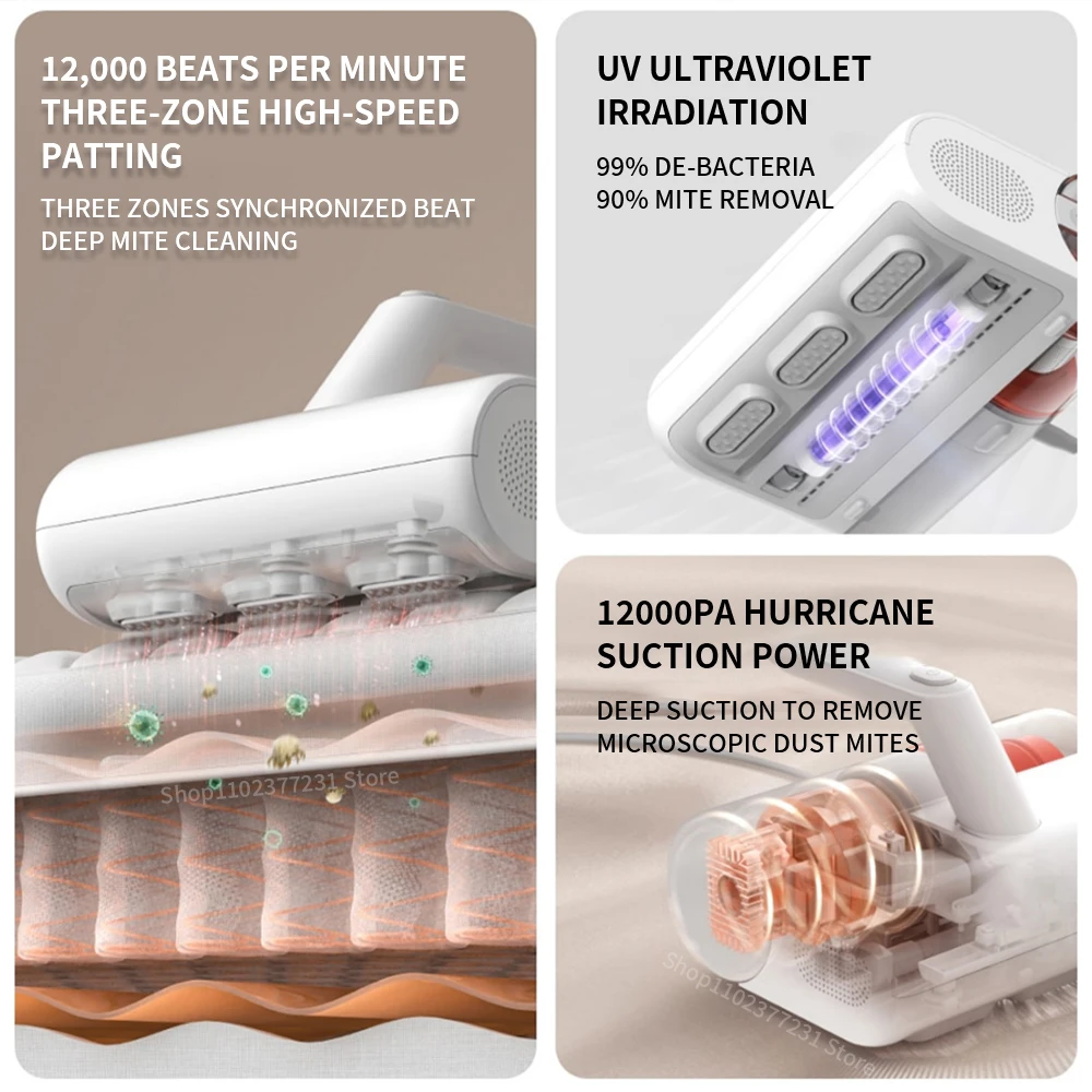 2024 샤오미 미지아 진드기 제거기 2, 가정용 침대 이불, UV 살균 소독 진공 청소기, 12kPa 사이클론 흡입, 신제품