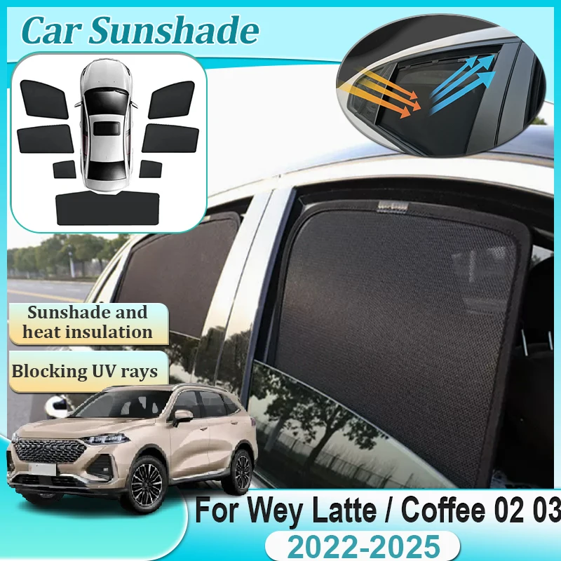 

Для Wey Latte Coffee 02 03 2022-2025 Магнитный козырек на окно, полное покрытие, часть козырька, занавеска, защита от солнца, конфиденциальность, автоаксессуары