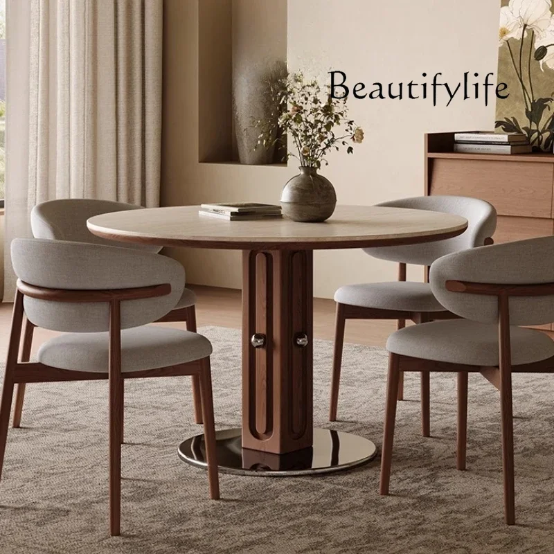 

N45 Warm Tall Kitchen Tables Luxury Minimalist Nordic Style Dining Tables Sets Modern Tavolo Rotondo Pranzo Dining Room Furnitur