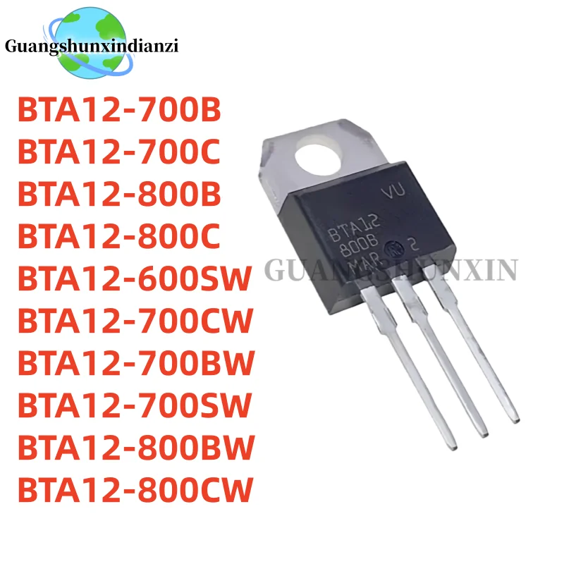10pcs BTA12-600SW BTA12-700B BTA12-700C BTA12-700CW BTA12-700BW BTA12-700SW BTA12-800B BTA12-800C BTA12-800BW BTA12-800CW TO-220