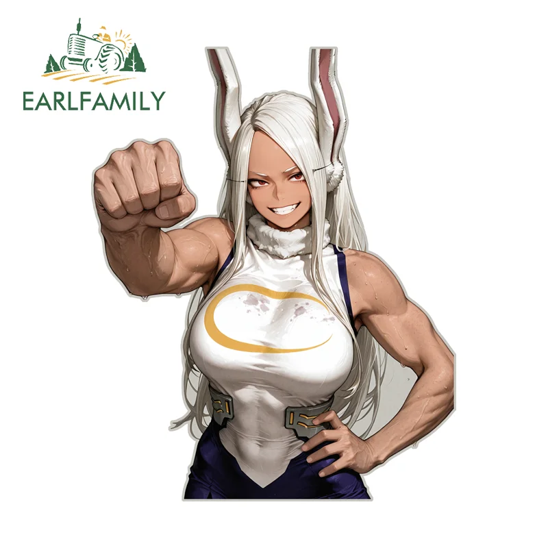 EARLFAMILY Muscle Mirko Reflective Stickers Hot Anime Item Computer Cooler Decal Waterproof Vinyl PVC Storage Flask Water Bottle