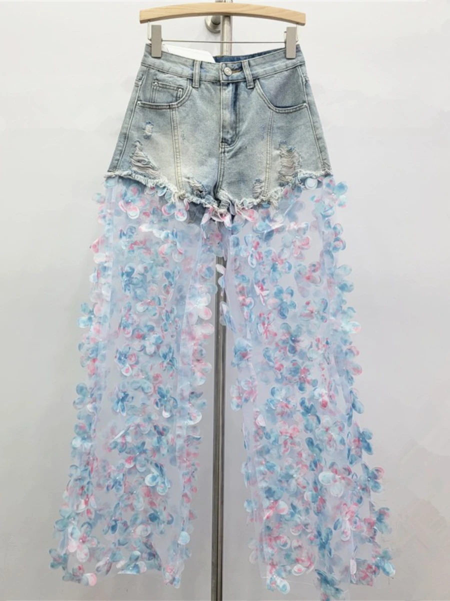 GALCAUR الصلبة تقسم الدانتيل الشارع الشهير السراويل الإناث عالية الخصر فضفاضة الخفيفة الفاخرة المرأة السراويل المستقيمة الخريف موضة جديدة #3