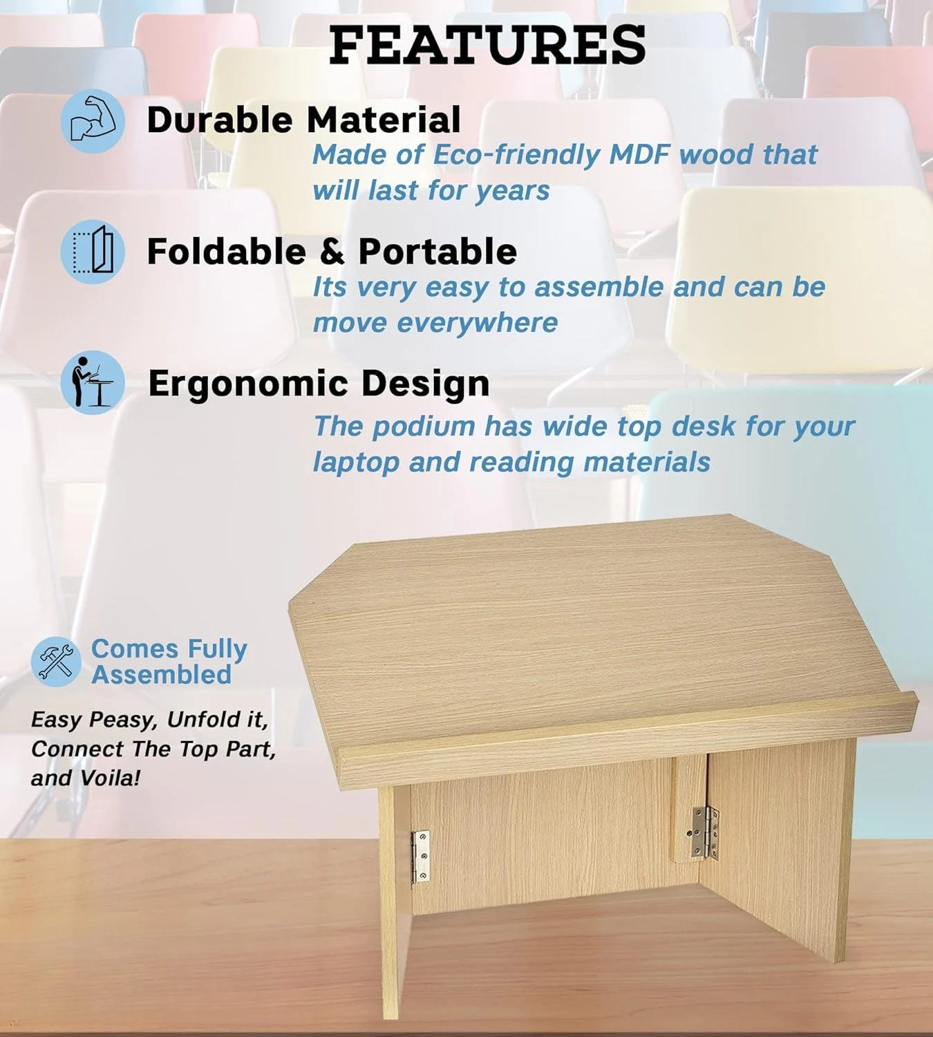 

Настольный подиум, складной подиум идеально подходит для настольной кафедры, бежевый