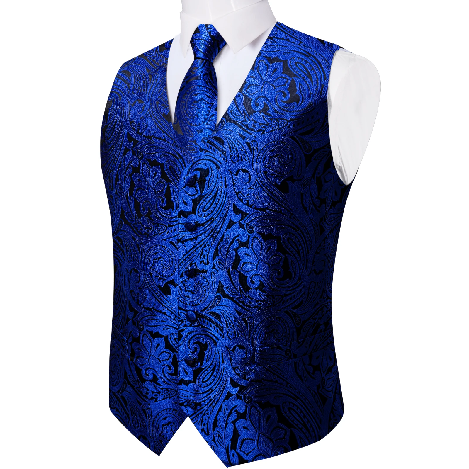 Luxus kleid weiß Paisley Hochzeits weste für Mann Anzug Mode Männer Business Smoking Weste Westen Anzug Krawatte Set Chaleco Hombre – Detail 27