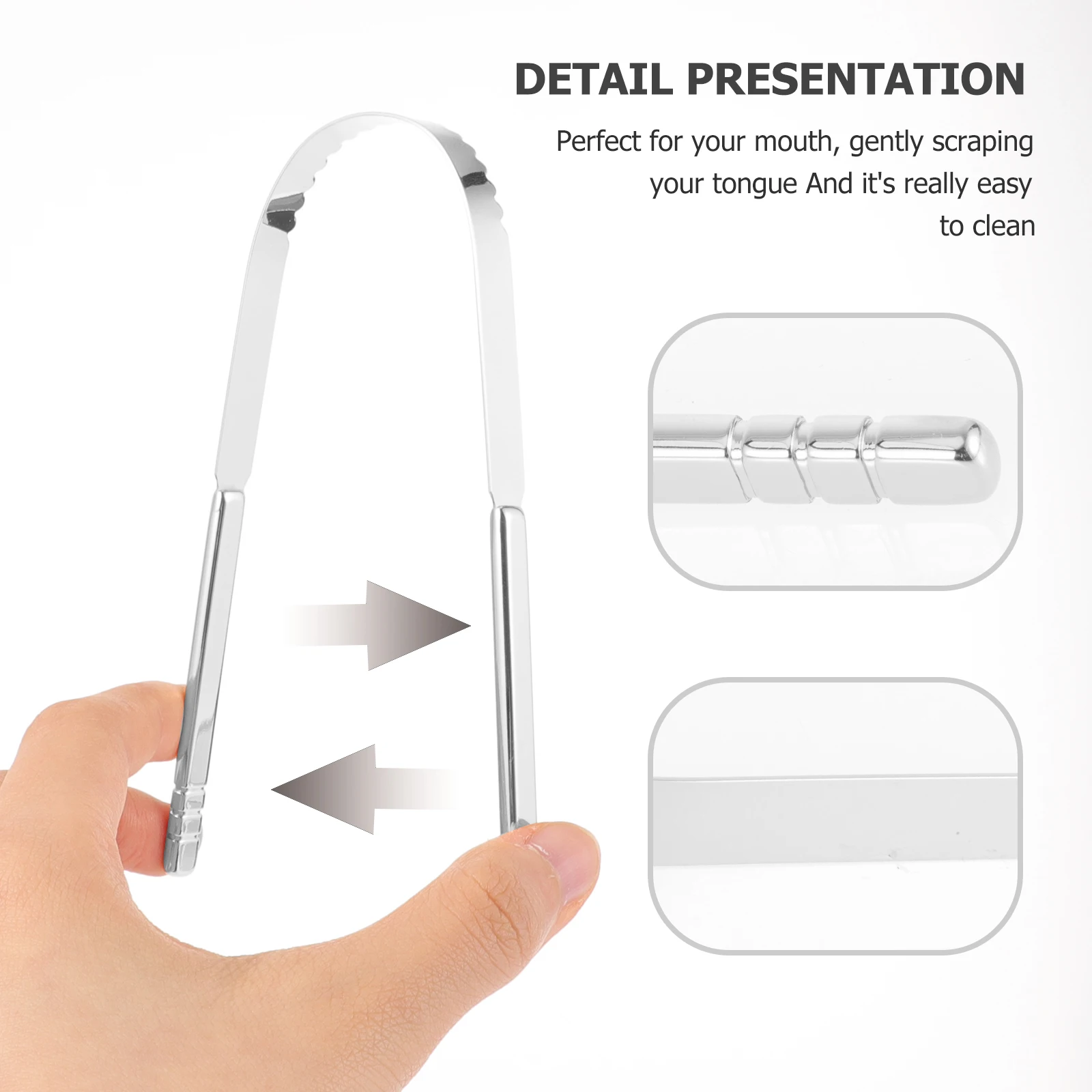 

2Pcs Tongue Scraper Stainless Steel Care Tool Metal Cleaning Scrapers Portable Breath Freshener Household Dental Hygiene