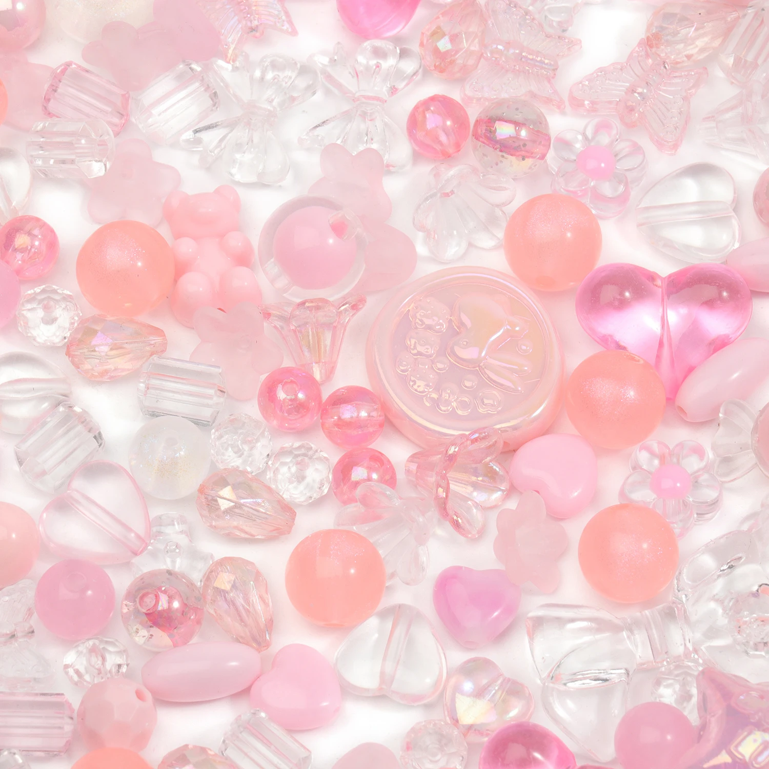 Niedliche Sortierte Acrylperlen Zufälliger Stil Blumen Schmetterling Herz Perlen für DIY Handyketten Armbänder Schmuckherstellung 50g – Detail 2