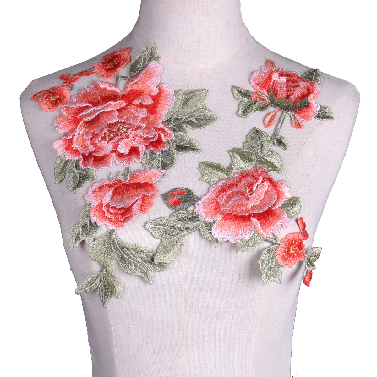 2Pcs/Set Rose Flower Embroidery Patches Applique Embroidery Sew On Clothes Para La Ropa Applique