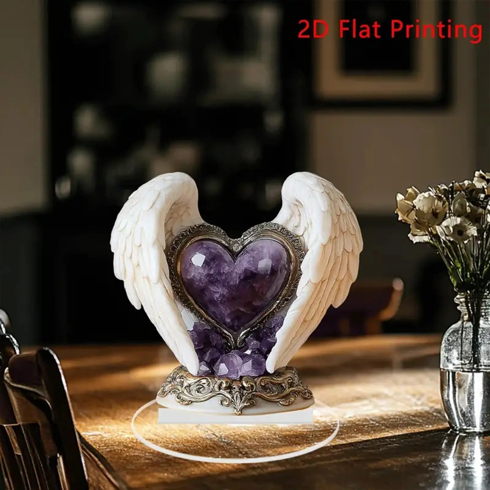 2D Flat Love with Angel Wings Table Sign Lightweight Versatile Wedding Gift